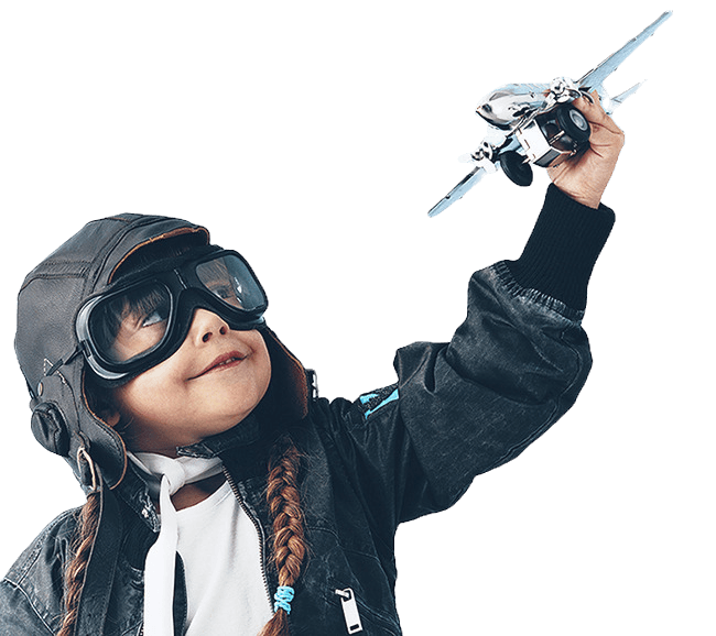 Aspiring pilot child looking to the sky - Lamb Strategy Co-Pilot concept